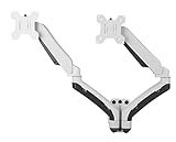 GSA21WS Gas Spring Wall Mount Double Twin LCD Monitor Arm Stand in White w/vesa Bracket & Monitor arm:…
