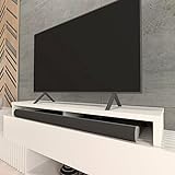 Henor Doppelter TV-Riser aus FSC® Holz, 140 x 35 x 15 cm, Weiß Unterstützt +100 kg.
