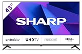 SHARP 43FN6E Android Frameless TV 108 cm (43 Zoll) Fernseher, 4K Ultra HD LED, Google Assistant, Amazon…