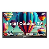 SYLVOX 55" Outdoor TV 4K HDR Smart TV Sprachfernbedienung 2000nits Dolby Audio IP55 Wasserdicht Chromecast…