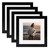 EGOFINE Picture Frame 15cmx15cm Set of 4 Heavy Duty Wooden Composite Photo Frames with Real Glass -…