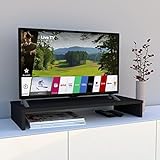Henor TV-Ständer aus FSC® Holz, TV-Bildschirmerhöhung, 85 x 35 x 12 cm, Tragkraft 50 kg, Graphit