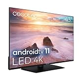 Cecotec Fernseher LED 43" Smart TV A2 Series ALU20043Z. 4K UHD, Android 11, Frameless, Peana, MEMC,…