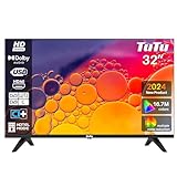 TuTu 32 Zoll TV Fernseher (80cm) LED HD Ready Dolby Audio Triple Tuner (DVB-T/T2-C-S/S2) HDMI USB-Media…