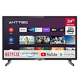 Antteq AG24N1C Android Fernseher 24 Zoll (61cm) Smart TV mit 12 Volt KFZ-Adapter, Hey Google, Chromecast,…